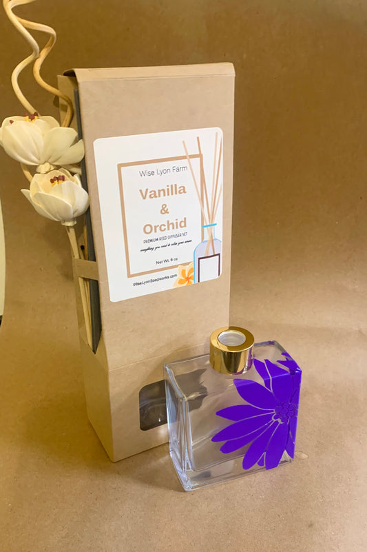 Vanilla Orchid scented Reed Diffuser Set - Wiselyonsoapworks