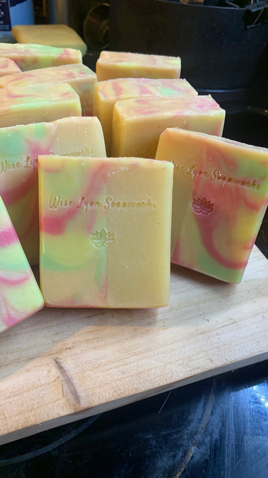 Citrus Sunshine Natural Pumice Soap, organic hemp - Wiselyonsoapworks