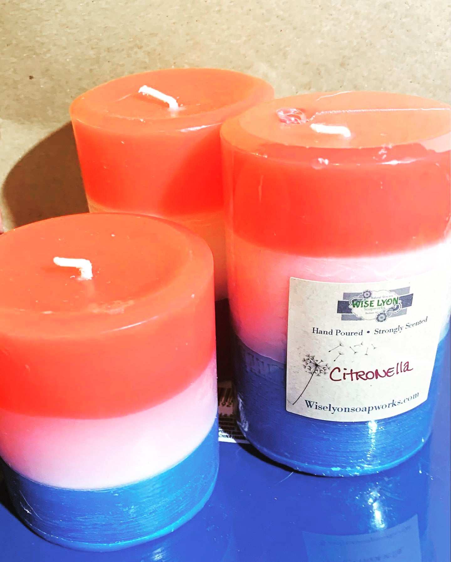 Citronella scented Pillar Candles - Wiselyonsoapworks